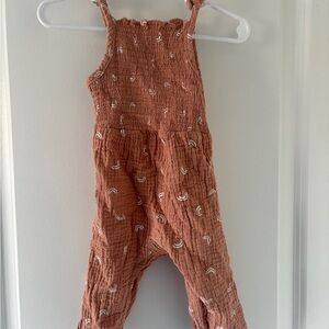 Charming Rust Romper with Rainbow Accents